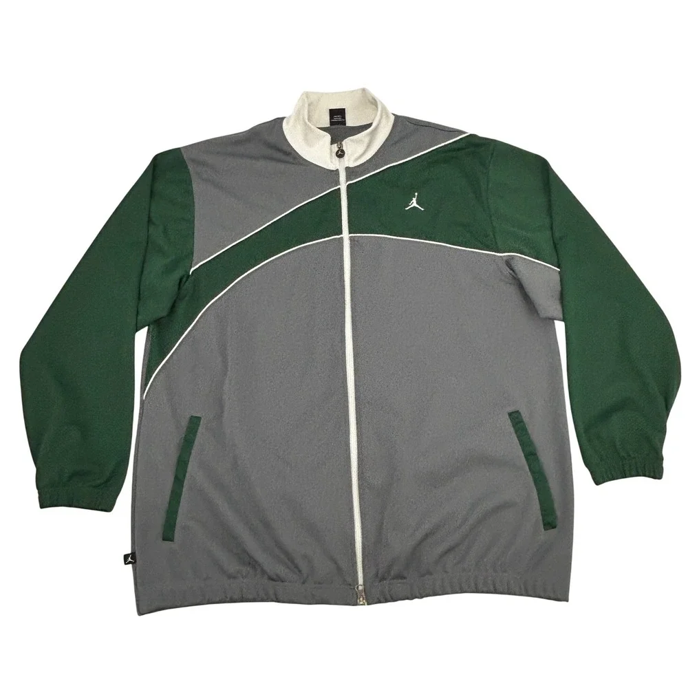 Jordan Track Jacket Mens XXL Grey Green Colorblock Zip Up Jumpman